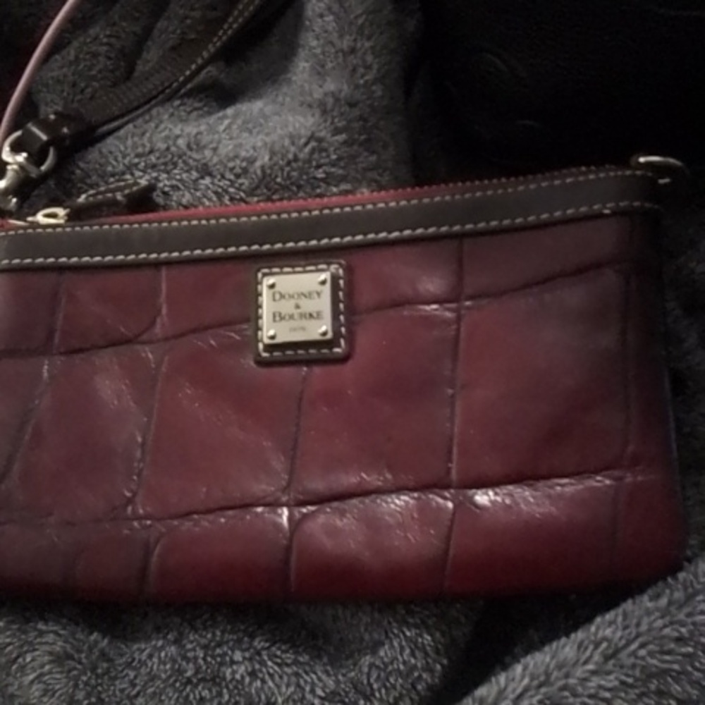 Dark red wristlet wallet